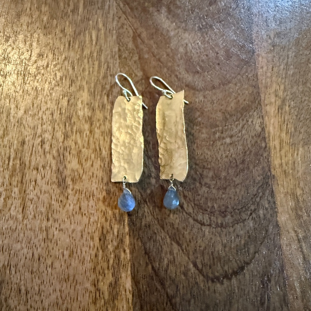 Gold & Smoky Gray Crystal Dangle Earrings
